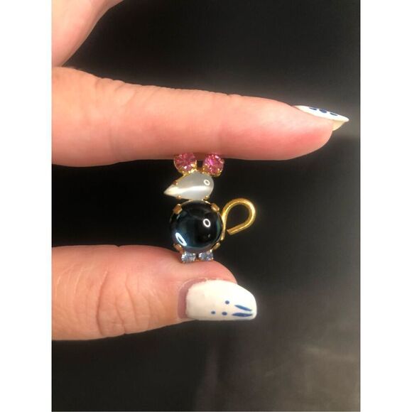 vintage jelly belly rhinestone mouse brooch pin pink blue made in austria 1 inch - Picture 6 of 7